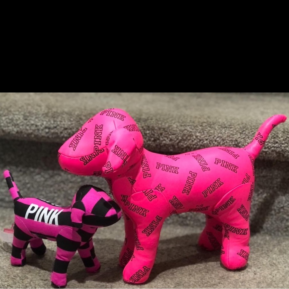 Victoria's Secret Pink and Black Dog Plush Duo